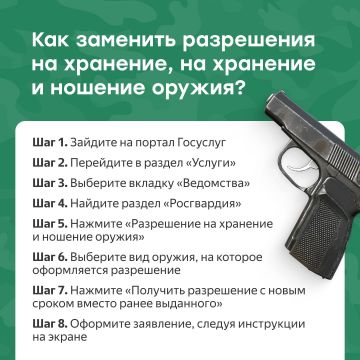 Владельцы оружия должны до 1 января 2026 года заменить разрешения на его хранение, на хранение и ношение, выданные на Украине и в ДНР